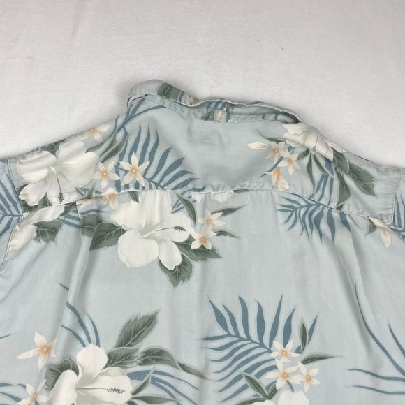 Tommy Bahama Mens Large Silk Tropical Hibiscus Floral Camp Shirt Light Blue L - Picture 6 of 6